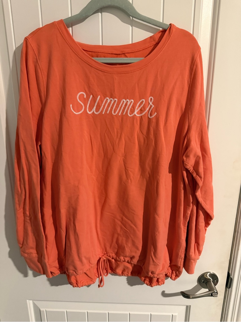 Belle Beach by Kim Gravel “Summer” Coral Drawstring Top — 1X